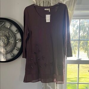 LOGO by Lori Goldstein Women's Plum Tunic Top